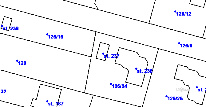 Parcela st. 237 v KÚ Borek nad Labem, Katastrální mapa