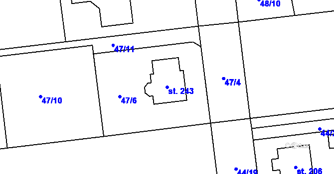 Parcela st. 243 v KÚ Borek nad Labem, Katastrální mapa