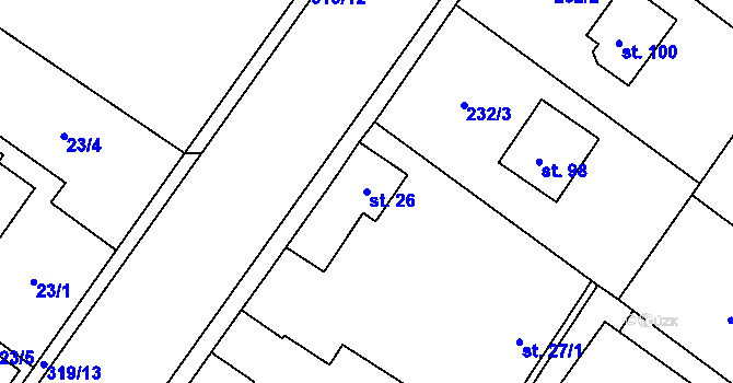 Parcela st. 26 v KÚ Borek u Českých Budějovic, Katastrální mapa