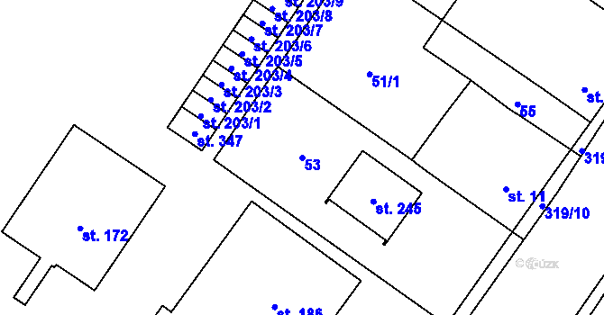 Parcela st. 53 v KÚ Borek u Českých Budějovic, Katastrální mapa
