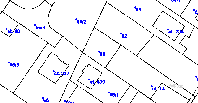 Parcela st. 61 v KÚ Borek u Českých Budějovic, Katastrální mapa