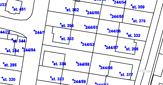 Parcela st. 244/52 v KÚ Borek u Českých Budějovic, Katastrální mapa