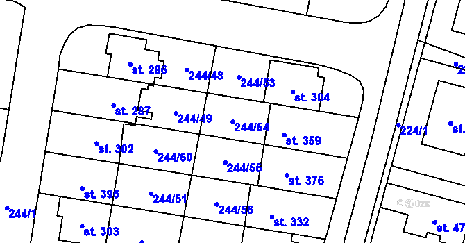 Parcela st. 244/54 v KÚ Borek u Českých Budějovic, Katastrální mapa