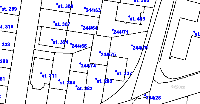 Parcela st. 244/75 v KÚ Borek u Českých Budějovic, Katastrální mapa