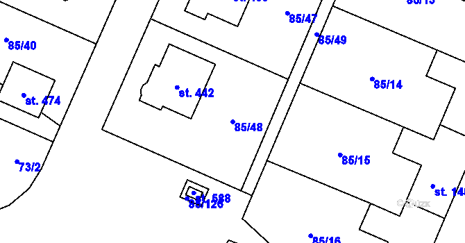 Parcela st. 85/48 v KÚ Borek u Českých Budějovic, Katastrální mapa