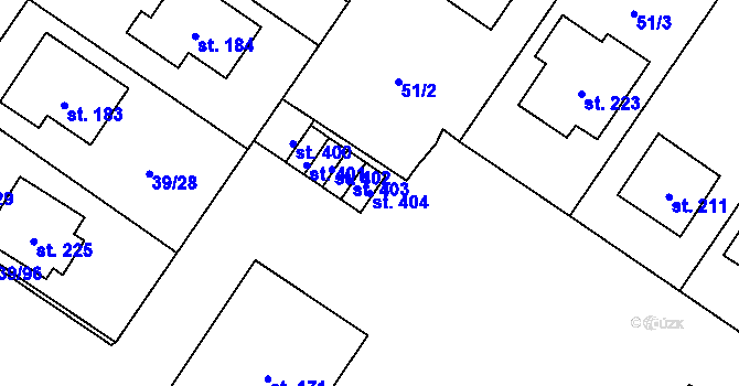 Parcela st. 404 v KÚ Borek u Českých Budějovic, Katastrální mapa