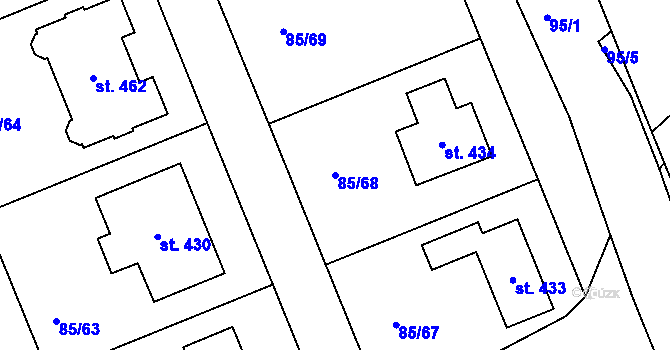 Parcela st. 85/68 v KÚ Borek u Českých Budějovic, Katastrální mapa