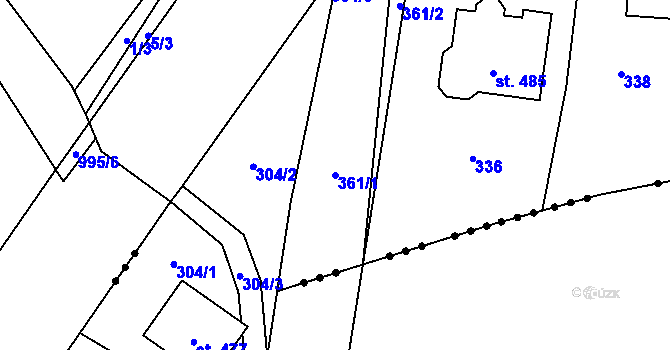 Parcela st. 361/1 v KÚ Borek u Českých Budějovic, Katastrální mapa