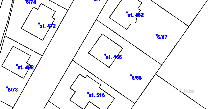Parcela st. 466 v KÚ Borek u Českých Budějovic, Katastrální mapa