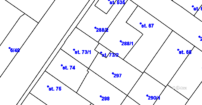 Parcela st. 73/2 v KÚ Borek u Českých Budějovic, Katastrální mapa
