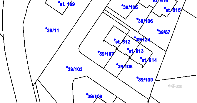 Parcela st. 39/107 v KÚ Borek u Českých Budějovic, Katastrální mapa