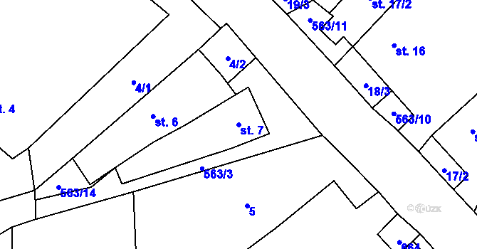 Parcela st. 7 v KÚ Borek u Dačic, Katastrální mapa