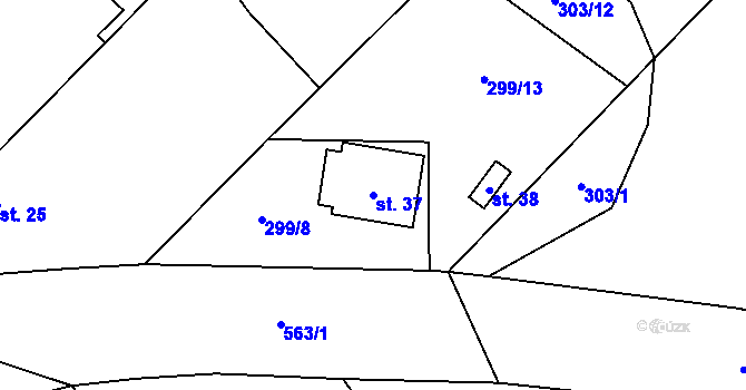 Parcela st. 37 v KÚ Borek u Dačic, Katastrální mapa
