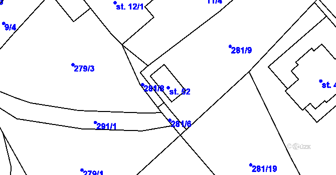 Parcela st. 52 v KÚ Borek u Dačic, Katastrální mapa