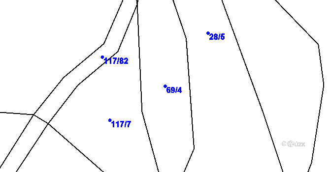 Parcela st. 69/4 v KÚ Borek u Dačic, Katastrální mapa