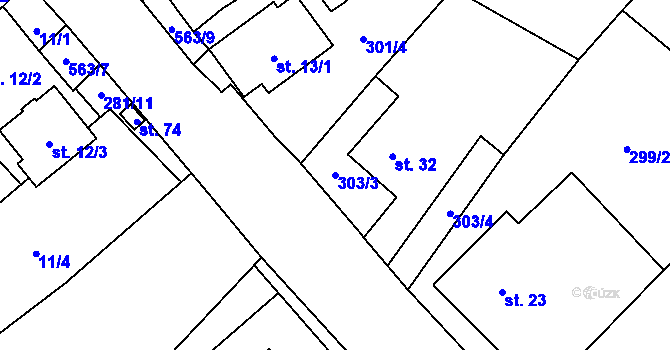 Parcela st. 303/3 v KÚ Borek u Dačic, Katastrální mapa