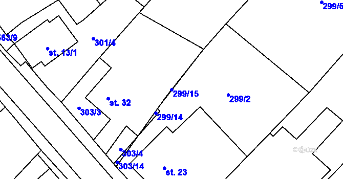 Parcela st. 299/15 v KÚ Borek u Dačic, Katastrální mapa