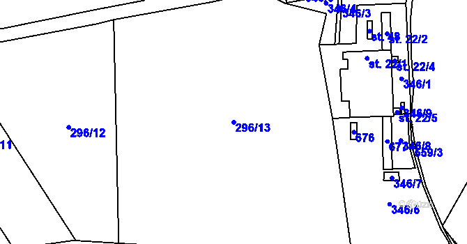 Parcela st. 296/13 v KÚ Borek u Dačic, Katastrální mapa