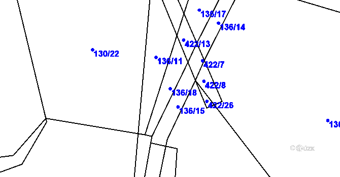 Parcela st. 136/18 v KÚ Ostružno, Katastrální mapa