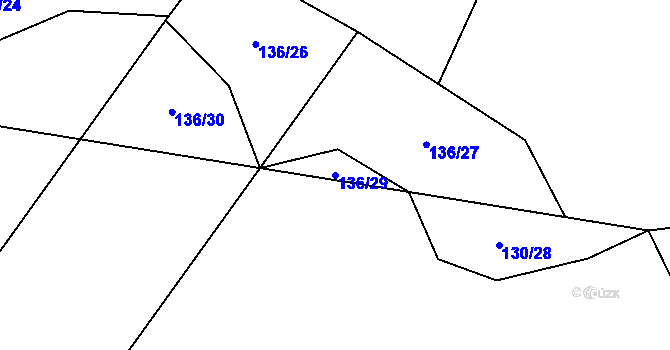Parcela st. 136/29 v KÚ Ostružno, Katastrální mapa