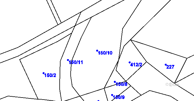 Parcela st. 150/10 v KÚ Ostružno, Katastrální mapa
