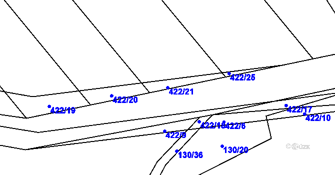Parcela st. 422/21 v KÚ Ostružno, Katastrální mapa