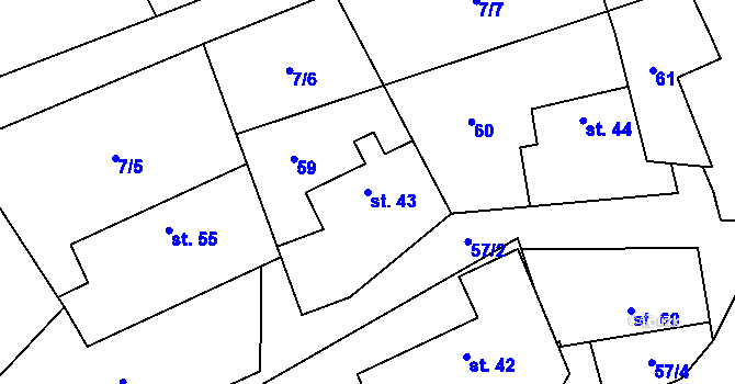 Parcela st. 43 v KÚ Ostružno, Katastrální mapa