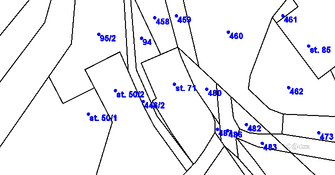 Parcela st. 71 v KÚ Ostružno, Katastrální mapa