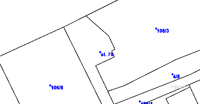 Parcela st. 75 v KÚ Ostružno, Katastrální mapa