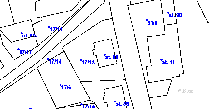 Parcela st. 89 v KÚ Ostružno, Katastrální mapa