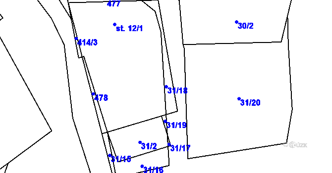 Parcela st. 31/18 v KÚ Ostružno, Katastrální mapa