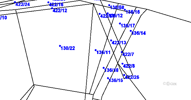 Parcela st. 136/11 v KÚ Ostružno, Katastrální mapa