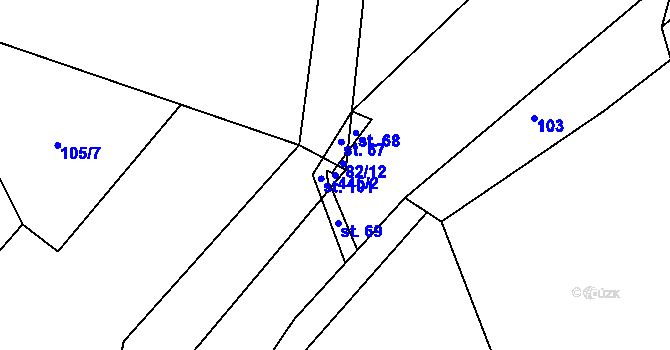 Parcela st. 445/2 v KÚ Ostružno, Katastrální mapa