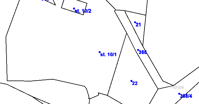 Parcela st. 10/1 v KÚ Borek u Miletína, Katastrální mapa