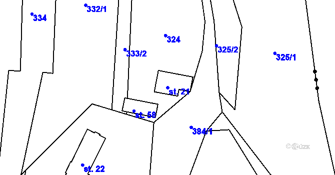Parcela st. 21 v KÚ Borek u Miletína, Katastrální mapa