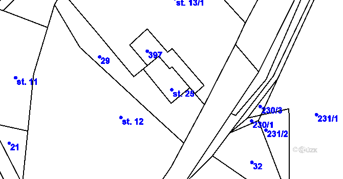 Parcela st. 25 v KÚ Borek u Miletína, Katastrální mapa