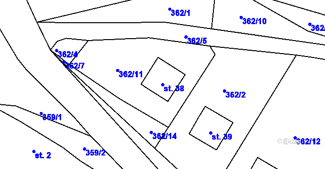 Parcela st. 38 v KÚ Borek u Miletína, Katastrální mapa