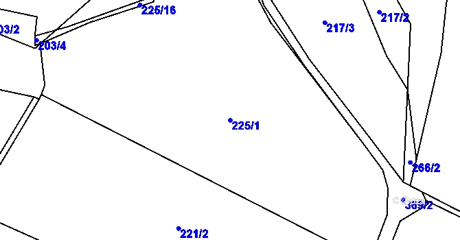 Parcela st. 225/1 v KÚ Borek u Miletína, Katastrální mapa