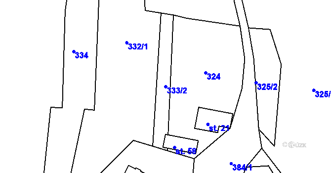 Parcela st. 333/2 v KÚ Borek u Miletína, Katastrální mapa