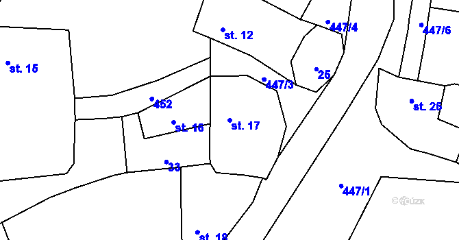 Parcela st. 17 v KÚ Želejov, Katastrální mapa