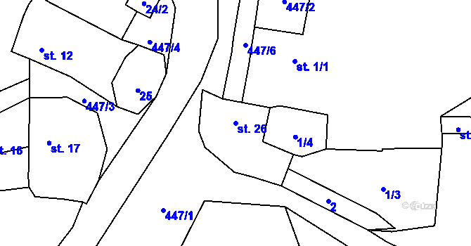 Parcela st. 26 v KÚ Želejov, Katastrální mapa