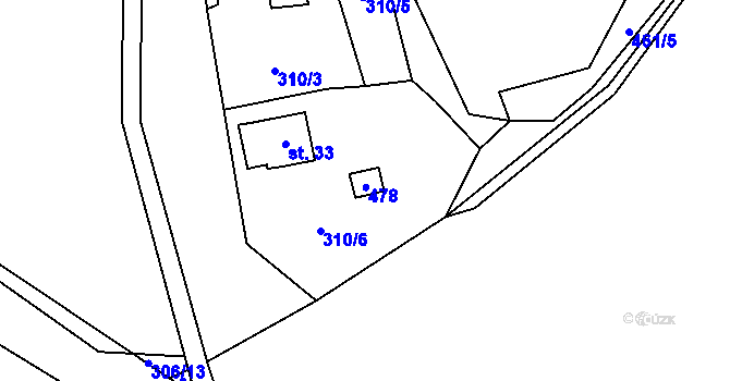 Parcela st. 38 v KÚ Želejov, Katastrální mapa