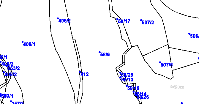 Parcela st. 58/6 v KÚ Želejov, Katastrální mapa