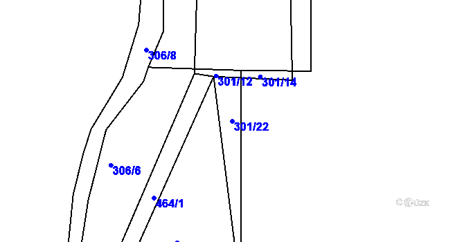 Parcela st. 301/22 v KÚ Želejov, Katastrální mapa
