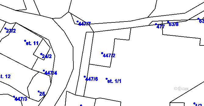 Parcela st. 447/2 v KÚ Želejov, Katastrální mapa