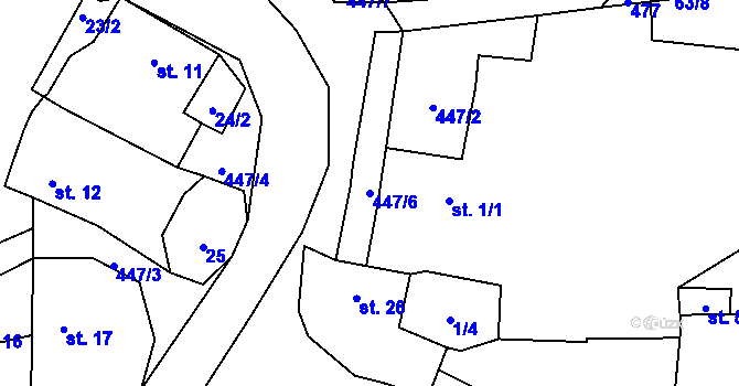 Parcela st. 447/6 v KÚ Želejov, Katastrální mapa