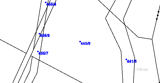 Parcela st. 445/9 v KÚ Želejov, Katastrální mapa