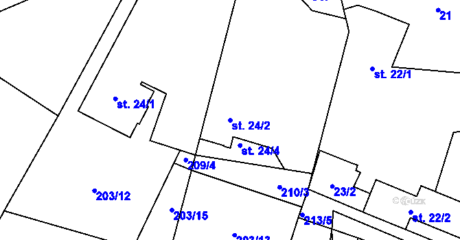 Parcela st. 24/2 v KÚ Borek, Katastrální mapa