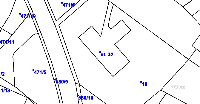 Parcela st. 32 v KÚ Borek, Katastrální mapa