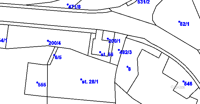 Parcela st. 56 v KÚ Borek, Katastrální mapa